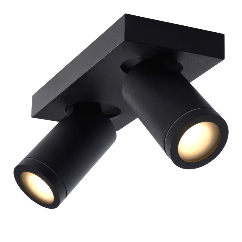 Lucide TAYLOR - Stropné bodové svietidlo Kúpeľňa - LED Dim to warm - GU10 - 2x5W 2200K/3000K - IP44 - Black